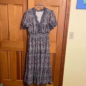 Max Studio Navy Floral Midi Dress